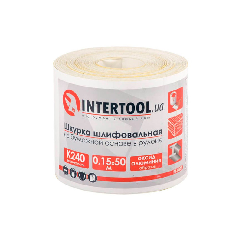 Шлифовальная шкурка Intertool 115 мм x 50 м x P240 бумага (BT-0825)