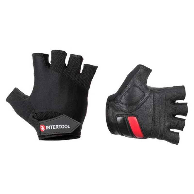 Перчатка Intertool кожанная гелевые вставки без пальцев 10" (SP-0147)
